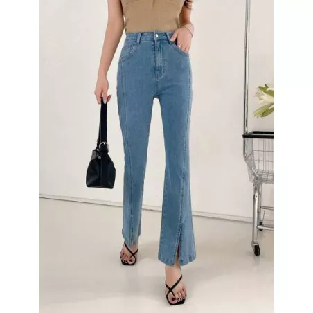 Jeans de pierna amplia bajo con abertura