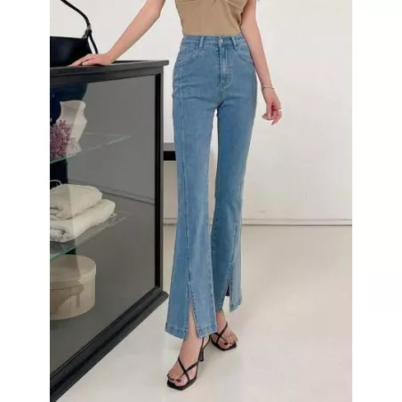 Jeans de pierna amplia bajo con abertura