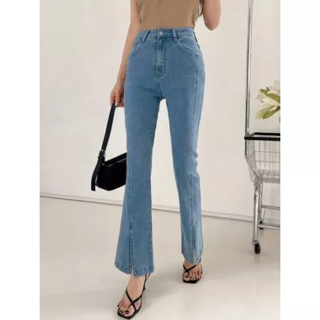 Jeans de pierna amplia bajo con abertura