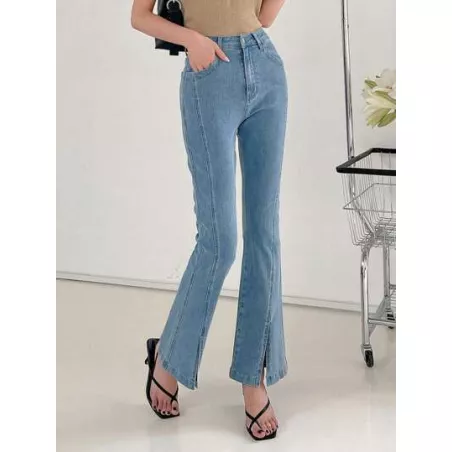 Jeans de pierna amplia bajo con abertura