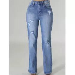 Jeans de pierna amplia desgarro