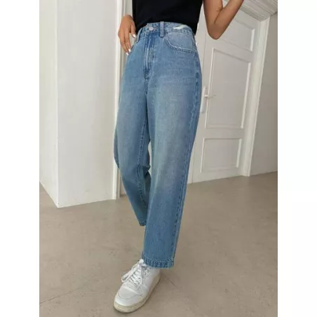 Jeans de talle alto bajo de doblez