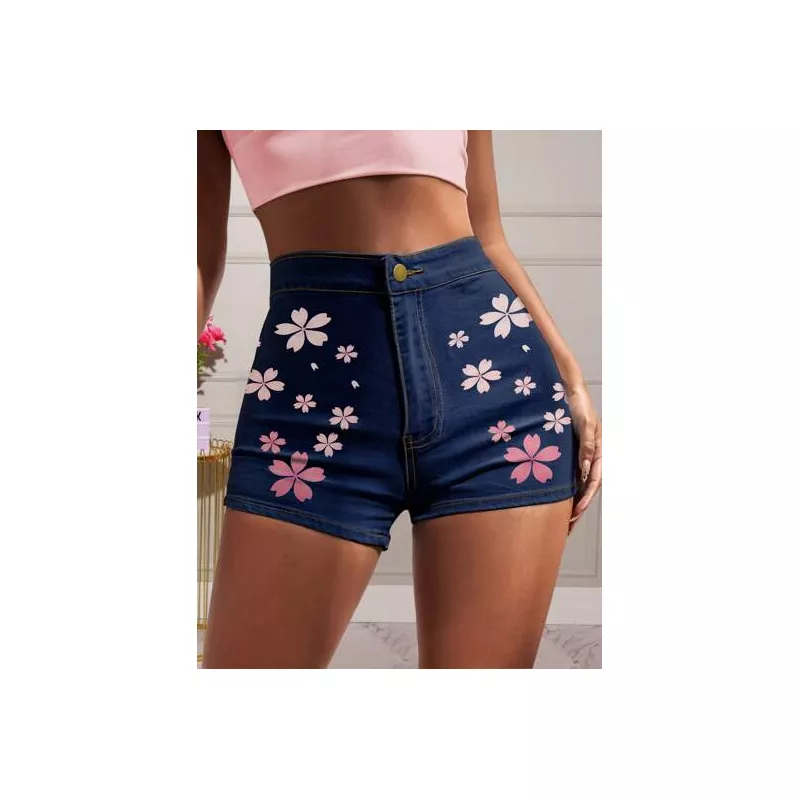 Shorts en mezclilla con estampado floral