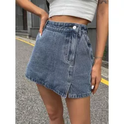 Skort mezclilla bajo con abertura