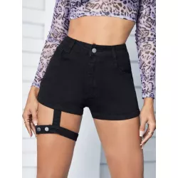 Shorts en mezclilla con abertura con liga