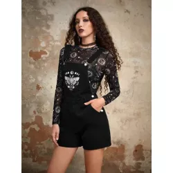 Goth Mono overol mezclilla con estampado de mariposa