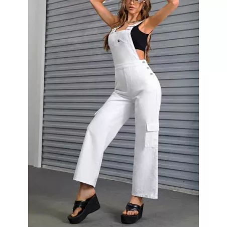 SHEIN ICON Petos mezclilla con botón lateral detalle sin top tubo