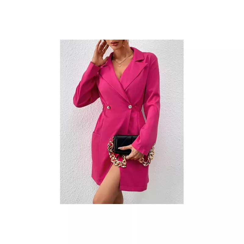 SHEIN Essnce Vestido blazer de cuello con solapa con botones con doble bolsillo