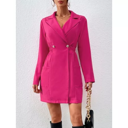 SHEIN Essnce Vestido blazer de cuello con solapa con botones con doble bolsillo