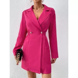 SHEIN Essnce Vestido blazer de cuello con solapa con botones con doble bolsillo