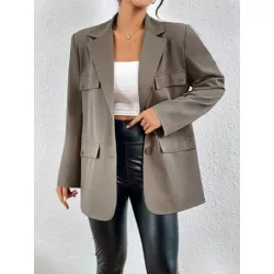 SHEIN Essnce Blazer de cuello con solapa con diseño de solapa con botón