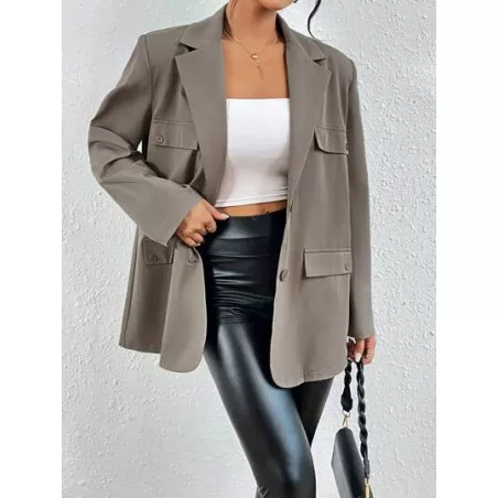 SHEIN Essnce Blazer de cuello con solapa con diseño de solapa con botón