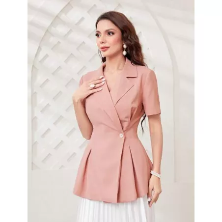 SHEIN Modely Blazer de cuello con solapa con fruncido