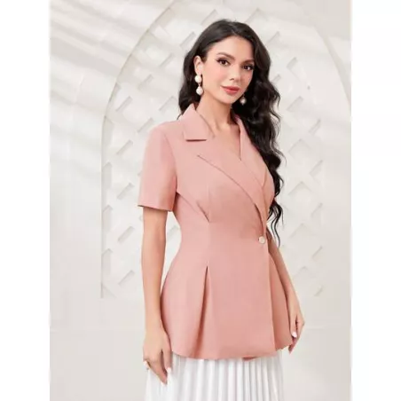 SHEIN Modely Blazer de cuello con solapa con fruncido