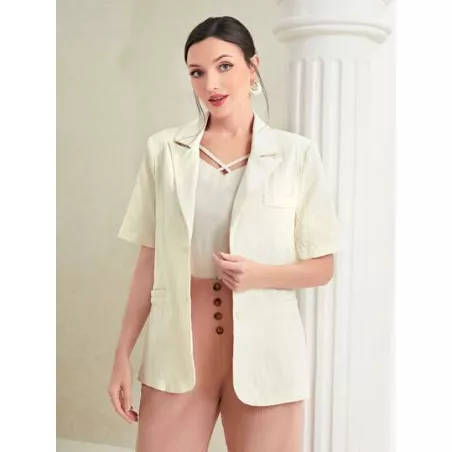 SHEIN Modely Blazer unicolor de cuello con solapa con diseño de solapa