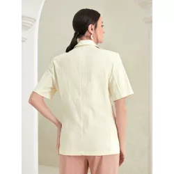 SHEIN Modely Blazer unicolor de cuello con solapa con diseño de solapa