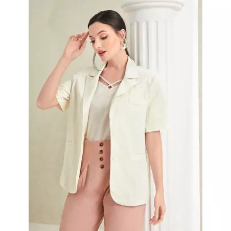 SHEIN Modely Blazer unicolor de cuello con solapa con diseño de solapa