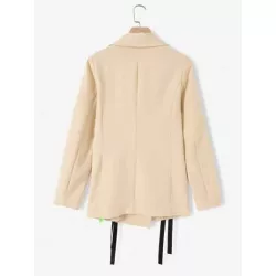 SHEIN MOD Blazer con cordón delantero de cuello con solapa con botones