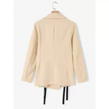 SHEIN MOD Blazer con cordón delantero de cuello con solapa con botones