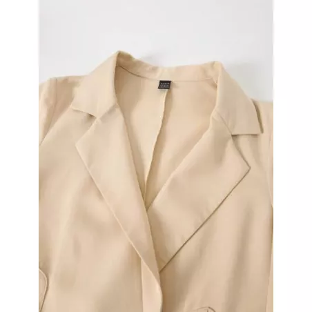 SHEIN MOD Blazer con cordón delantero de cuello con solapa con botones