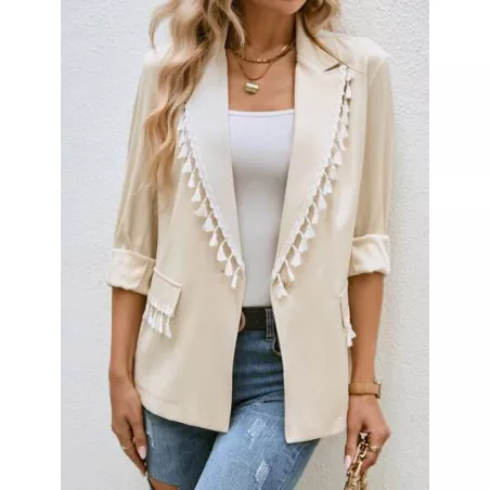 SHEIN Frenchy Blazer ribete con fleco con parte delantera abierta