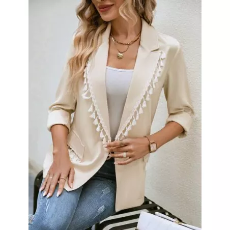 SHEIN Frenchy Blazer ribete con fleco con parte delantera abierta