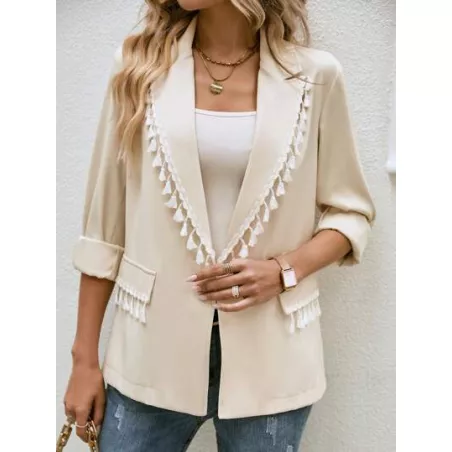 SHEIN Frenchy Blazer ribete con fleco con parte delantera abierta