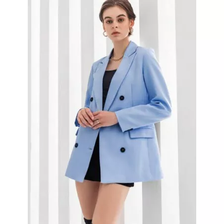 SHEIN BIZwear Blazer de cuello con solapa de doble botonadura con diseño de solapa