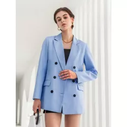 SHEIN BIZwear Blazer de cuello con solapa de doble botonadura con diseño de solapa