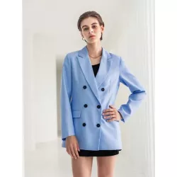 SHEIN BIZwear Blazer de cuello con solapa de doble botonadura con diseño de solapa