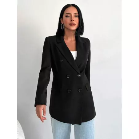 Blazer de cuello con solapa de doble botonadura con diseño de solapa