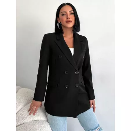 Blazer de cuello con solapa de doble botonadura con diseño de solapa