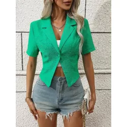 Blazer unicolor de cuello con solapa con parte delantera abierta