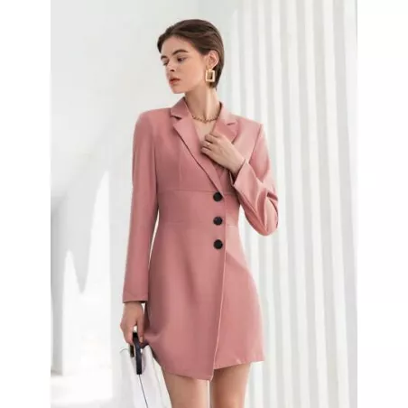 SHEIN BIZwear Vestido blazer de cuello con solapa con botón delantero bajo asimétrico