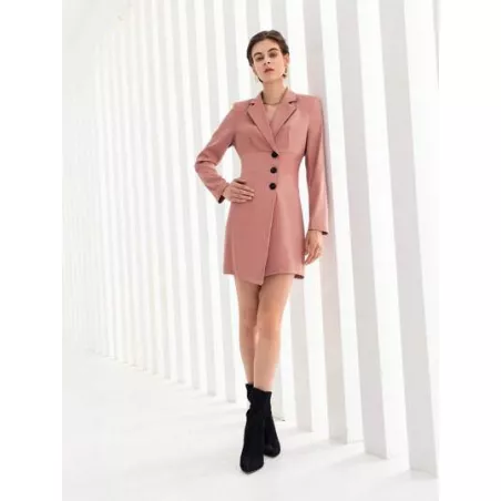 SHEIN BIZwear Vestido blazer de cuello con solapa con botón delantero bajo asimétrico