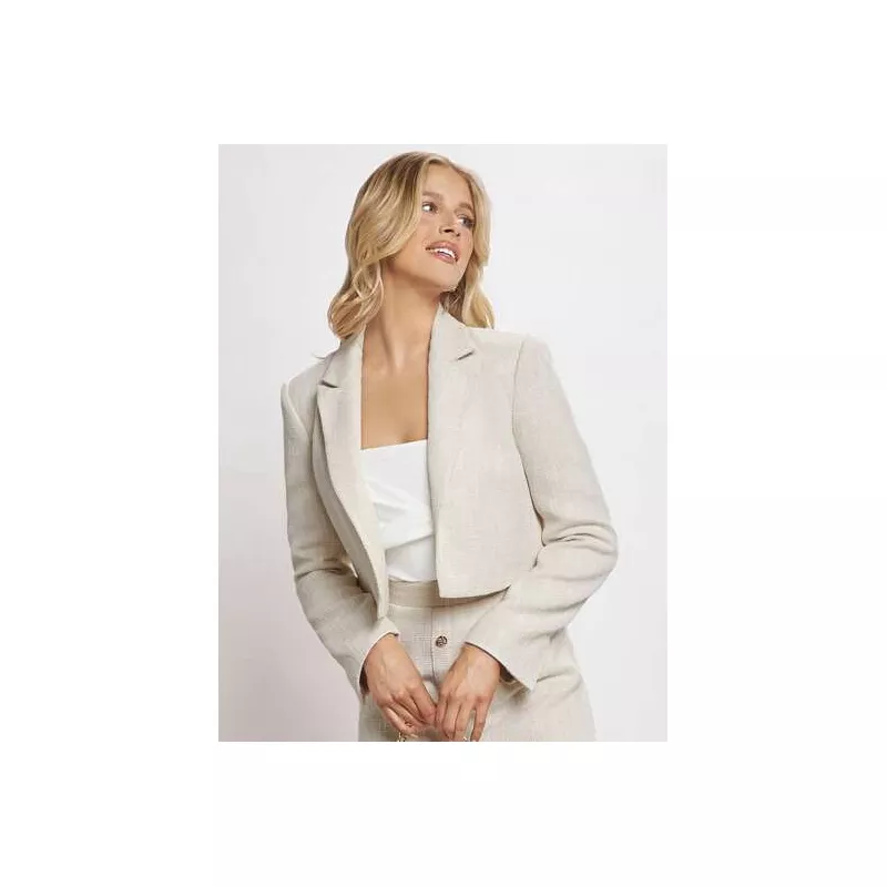 BIZwear Blazer crop de cuello con solapa con parte delantera abierta