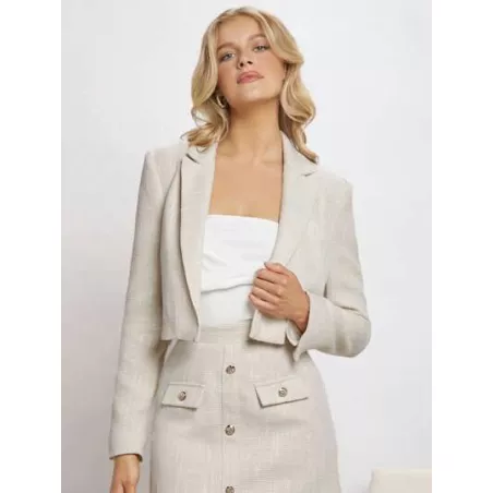 BIZwear Blazer crop de cuello con solapa con parte delantera abierta