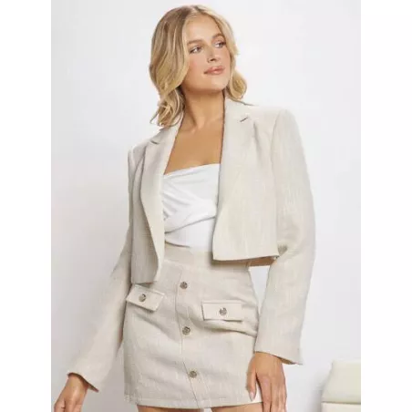 BIZwear Blazer crop de cuello con solapa con parte delantera abierta