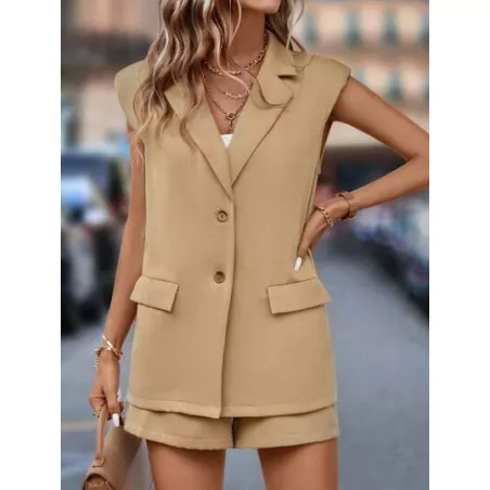 Clasi Blazer chaleco de cuello con solapa & Shorts sin top de tirantes