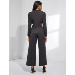 SHEIN BIZwear Pantalones con blazer de cuello con solapa con diseño de solapa