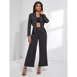 SHEIN BIZwear Pantalones con blazer de cuello con solapa con diseño de solapa