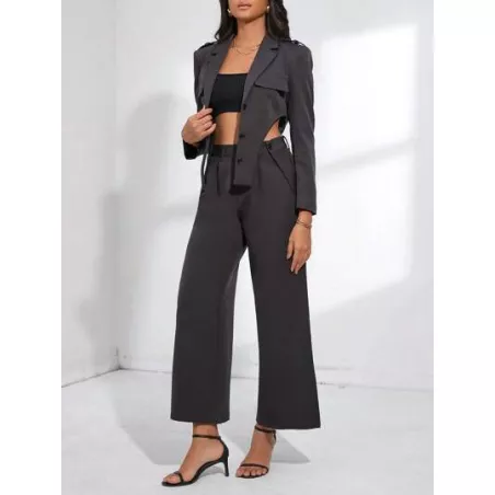 SHEIN BIZwear Pantalones con blazer de cuello con solapa con diseño de solapa