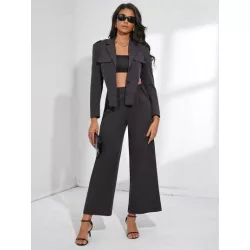 SHEIN BIZwear Pantalones con blazer de cuello con solapa con diseño de solapa