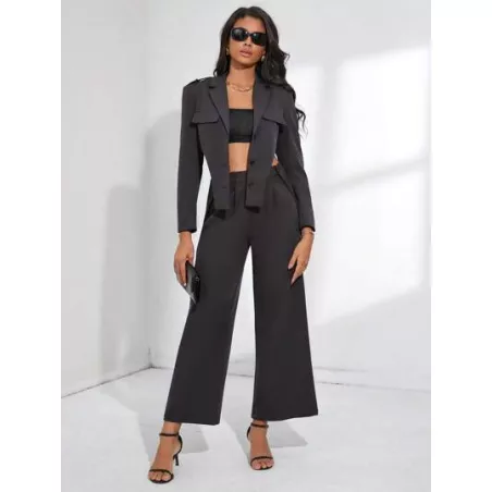 SHEIN BIZwear Pantalones con blazer de cuello con solapa con diseño de solapa