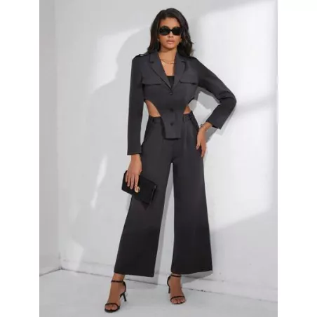 SHEIN BIZwear Pantalones con blazer de cuello con solapa con diseño de solapa