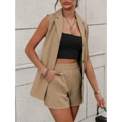 SHEIN LUNE Blazer y pantalones cortos de chaleco sólido