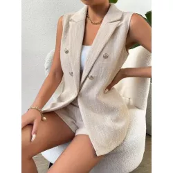 SHEIN VCAY de doble botonadura Blazer chaleco & Shorts