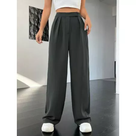 EZwear Pantalones de traje unicolor con fruncido