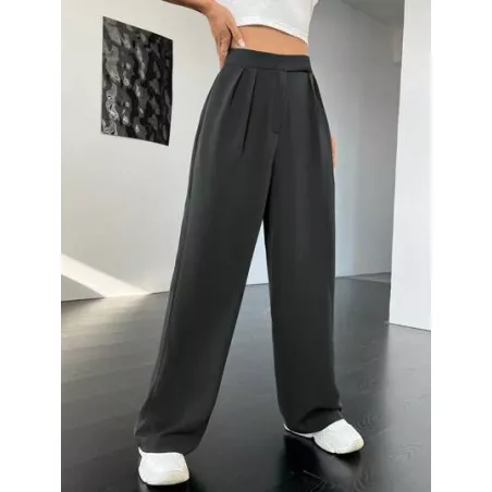 EZwear Pantalones de traje unicolor con fruncido