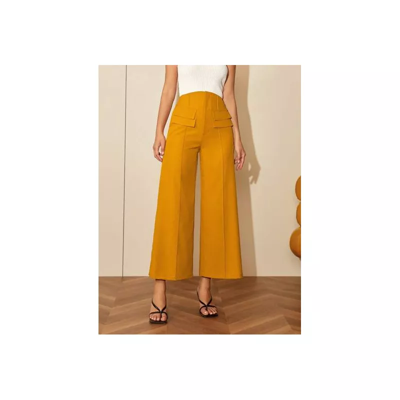 Pantalones de traje unicolor de pierna ancha